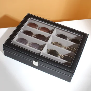 Prenosné slnečné Okuliare Organizátor Multi-slot Displej Jednoduché Cestovanie Slnečné Okuliare Prípade Kožené Skladovanie Organizátor Okuliare Úložný Box