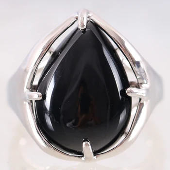 Prírodný Kameň Srdca Perličiek Black Onyx Krúžok Nastaviteľné Prst Prsteň Pre Ženy Šperky Darček KABÍNY Cabochon Z242