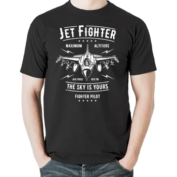 Prúdové Stíhacie lietadlo F-16 Pilot Lietadlo NÁS Royal Air Force Muži T-Tričko Krátky Rukáv Bežné Bavlnené O-Krku Letné Tričko