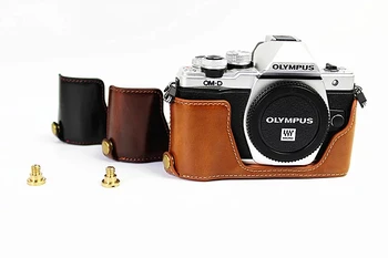 PU Kožené Pol Prípade Olympus OM-D EM10II EM10 mark II Digitálne EM10II Fotoaparát Brown/Black/Káva