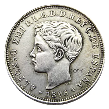 Puerto rico 1896 40 centavos Strieborné Pozlátené Kópie Mincí