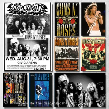 Retro Hudba Rocková skupina Guns N' Roses, Umenie Plagáty Plátno na Maľovanie na Stenu Výtlačkov Obrázkov pre Obývacia Izba Miestnosti Fanúšikov Moderného Domova