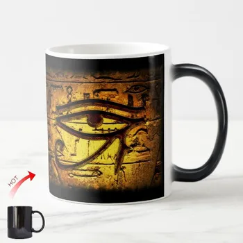 Retro Vintage Eye of Horus Starovekých Egyptských Morphing Káva Pivo Hrnček Víno Šálku Čaju Klasické Kultúrne Umenie Maľba Keramické Darčeky