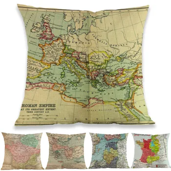 Retro štýl Vintage Dávnych Historických Ríše Území Mapu Roman Gaul Hodiť Vankúš Domov Gauč Dekorácie Vankúš