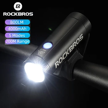 ROCKBROS Svetlo na Bicykel Rainproof 800Lumen Bicykel Predné Svetlo USB Nabíjanie 4000mAh IPX6 Vodotesný LED Reflektor Cyklistické Baterka