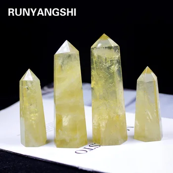 Runyangshi 1pc Hot predaj! Prírodné citrine kremeň prútik bod žltá kremenné kryštály bod reiki liečenie ako darček