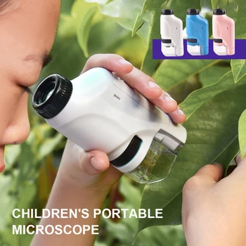 Ručné Mikroskop Lab Kit LED Svetlo 60X-120X Domov Školy Biologické Vedy Vzdelávacie Hračky Pre Deti Brinquedo KMEŇOVÝCH Darček