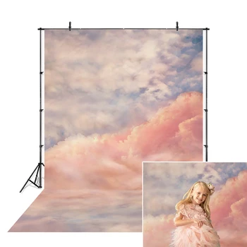 Ružové Oblaky Dievča Fotografie Pozadie Fantasy Sky Textúra Blue Sky Sunshne Deti, Dospelých Portrét Pozadí Vinyl Photo Studio