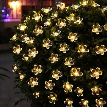 Sakura Ulici Garland Trávnik Lampa Garden Vianoce Svadba Dekor Svetlo Slnečné Svetlo Led Vonkajšie Víla String Svetlá Dekorácie