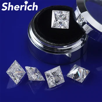 Sherich Princess-cut Štvorcových Voľná Moissanite Šperky D Farba Wholasale HRA Osvedčenou 0.4 ct-2.5 ct Brilantné Lab Pestuje Diamond