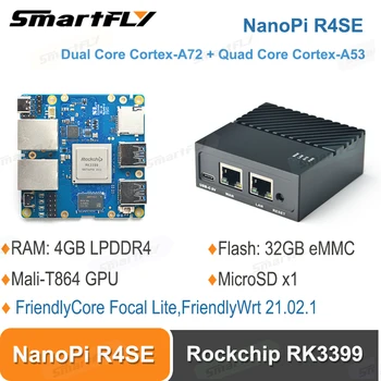 Smartfly NanoPi R4SE Rockchip RK3399 SOC Mini Prenosné Cestovný Router OpenWRT 4GB LPDDR4 32 GB eMMC Mali-T864 GPU 4K VP9 Dual VOP