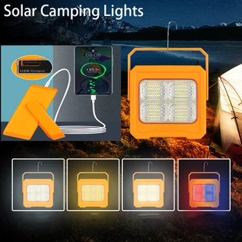 Solárne Prenosné Led Reflektor, USB Nabíjateľné Camping Svetlo Floodlight, Vonkajšie Pracovné Svetlo 4 Režimy Svetlomet Stan na Čítanie