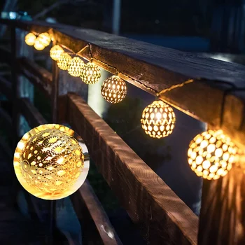 Solárne Vonkajšie Marocký String Svetlo Sveta Záhrada Závesné Svietidlo Dekoratívne Na Spoločenské, Svadobné, Vianočné Výzdoba Dovolenku Osvetlenie