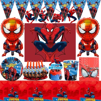 Spiderman Narodeniny, Party Dekorácie Balóny Obrus Papierové Poháre Taniere Obrúsky Vňaťou forBoys Príbory Dieťa Sprcha