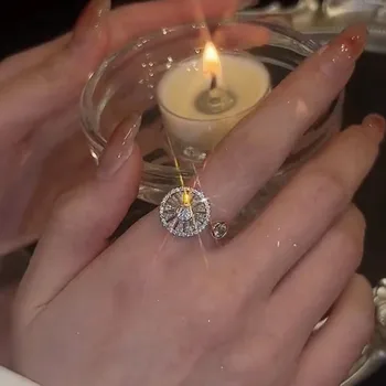 Spinning Zirkón Slnečnice Fidget Spinner Prstene pre Ženy Crystal Úzkosť Krúžky Otočná Krúžky Nastaviteľné Upokojujúci Starať Krúžok