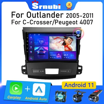 Srnubi Android 11 autorádio na Mitsubishi Outlander 2 2005-2011 pre Citroen C-Crosser, Multimediálny Prehrávač 2Din Carplay Stereo DVD