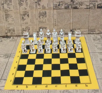 Starožitný šach veľké kusy, kožené šachovnici, Xi ' an terakota bojovníkov a kone údaje