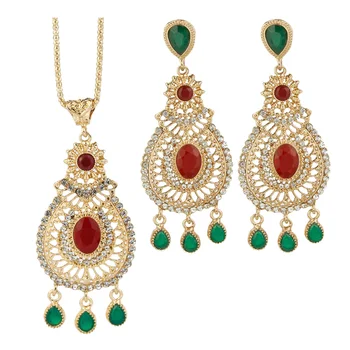 Sunspicems Elegantná Zlatá Farba Nevesta Svadobné Šperky Set Maroko Veľké Náušnice Náhrdelník Pre Ženy Indickej Afriky Etnických Crystal Bijoux