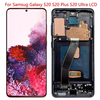 SUPER AMOLED S20 LCD Samsung Galaxy S20 Ultra LCD S Rámom Montáž S20 Plus SM-G986F/DS G988B G981B Displej Dotykový Displej