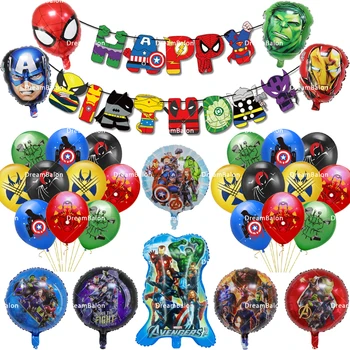 Super Hrdina Strana Navrhne Spiderman Hulk Iron Man Fólie Latexové Balóny Happy Birthday Banner Dekor Balónikov Chlapec Dieťa Tortu Vňaťou