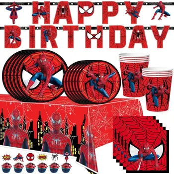 Superhrdina Červená Spiderman Strany Spidey Supplie Pohár Doska Pozadie Obrus Strana pre Chlapcov Narodeniny Dieťa Sprcha Party Dekorácie