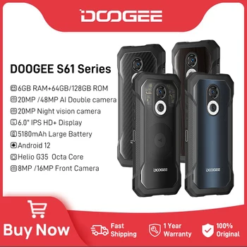 [Svetová Premiéra] DOOGEE S61 Série Robustný Telefón 20MP Night Vision Camera Viacerými Späť Prípade Dizajn IP68/IP69K 5180mAh Batérie
