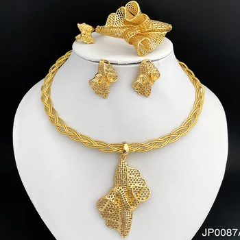Taliansky 18k Zlatom Šperky Sady Pre Ženy Módne Šperky Veľké Prívesok Náhrdelník Nastaviť Kúzlo Veľký Náramok