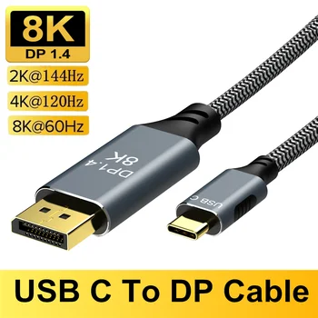 Thunderbolt 3/4 USB C do DP1.4 Kábel Typu c na Displayport Kábel DP1.4 8K@60Hz 4K@144Hz pre MacBook Pro USB3.1 ak chcete Zobraziť port