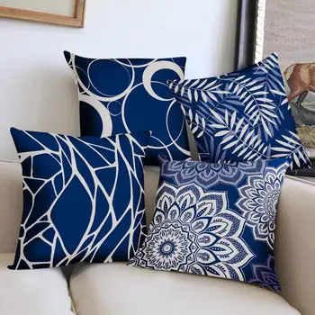 Tmavo modré geometrické petal obliečky na vankúš sofa vankúš domáce dekorácie môžu byť prispôsobené pre vás 40x40 45x45 50x50 60x60