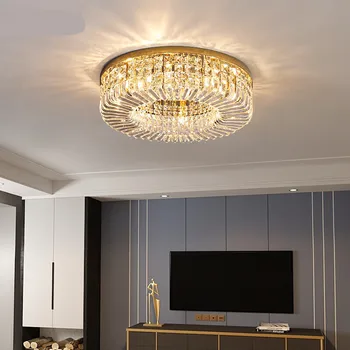 TRAZOS Moderné K9 Crystal Led Stropné Svetlá Obývacia Izba Luxusné Gold&Black Stropné Svietidlo Spálni sú Namontované Led Lampy, Lustre Zariadenia