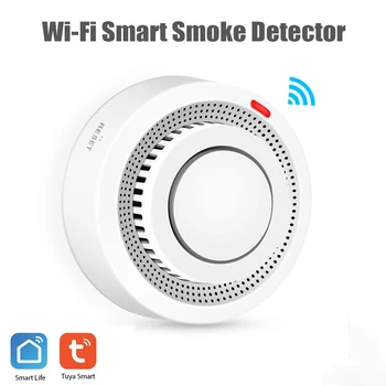 Tuya Smart Wi-Fi Detektor Dymu Senzor APP Riadenie Vysoká citlivosť Požiarny Detektor Bezpečnostný Alarm pre Domáce