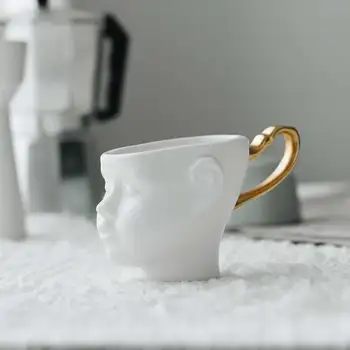 Tvár Hrnček Pár Keramické Zlatom Maľované Šálku Kávy Nordic Štýl Dizajnér Tvorivé Pohár