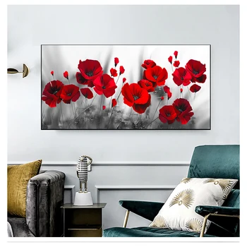 Umelecké Plátno na Maľovanie Červeného Maku Kvet Obraz na Stenu pre Obývacia Izba Domova Č Rám Moderné Kvety Tlač Plagátu na Stenu