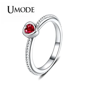 UMODE Malé Červené Srdce Prstene pre Ženy Zapojenie Sľub Prst Prstene, Svadobné Šperky, Doplnky, Veľkoobchod UR0507