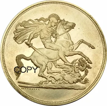 Veľká Británia George III 1820 päť 5 libier Zlata Minca Mosadz Kópie Mincí