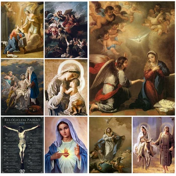 Vintage Panny Márie, Ježiša Krista Náboženstvo Plagát Na Stenu Umelecké Plátno Na Maľovanie Obrazov Na Stenu Pre Obývacia Izba Domova Bez Rámu