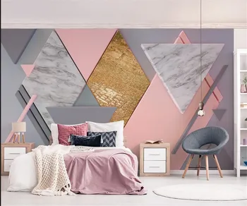 Vlastné 3D nástenná maľba ružové zlato kosoštvorec geometrie Foto Tapety, obývacia izba, spálňa pozadí dekorácie 3d tapety обои