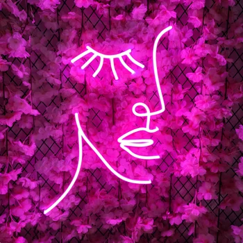 Vlastné Umenie Neónové Značky Dievča Tvár Riasy Estetické Neónový nápis Logo na Stenu rozsvieti sa Prihlásiť Neon Dekor Neónové svietidlo pre Domáce Spálne