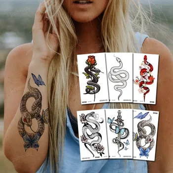 voda prenos tetovanie nálepka drak had rose sexy rameno rukáv dočasné tetovanie remienok body art maľovanie falošné tetovanie ženy