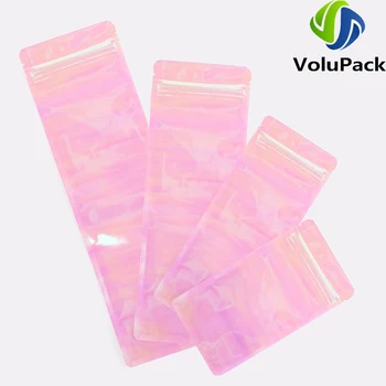 Vysoká Kvalita Opakovane Ziplock Tašky Obdĺžnikový Ružové Priesvitné Trhať Zárez Tašky Recyklovateľného Plastu PP Mylar Tašky Tašky Skladovanie
