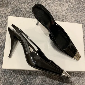 Vysoké podpätky nové letné kovové malé štvorcové prst plytké sandále dámske stiletto sexy dámske topánky, dámske topánky