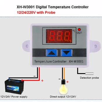 W3001 Digitálny LED Regulátor Teploty Termostat Thermoregulator 12V/24V/220V Tepla v Pohode Temp Termostat Spínača Sondy