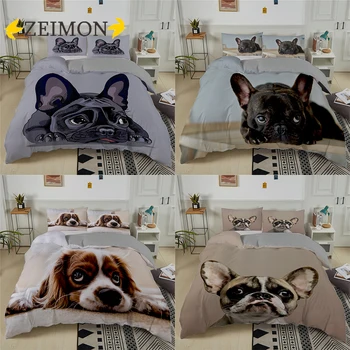 ZEIMON 3D Buldog posteľná bielizeň Nastaviť Pet Zvierat Psa Perinu Pre Deti, Dospelých Obliečky S obliečka na Vankúš Deka Kryt Kryt Cumlík