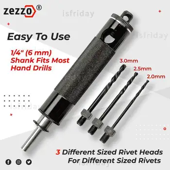 Zezzo® Automatické Nástroje na Nitovanie Nastaviť Rýchle Vytiahnite Nity Vzduchu Kapitálu Nit Removal Tool s 2/2.5/3.0 mm Riveters Adapter1/4