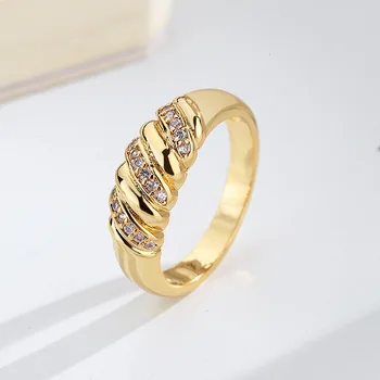ZHOUYANG Robustný, Croissanty Prstene Pre Ženy Vintage Zlatá Farba Vyhlásenie Krúžok Prst Doplnky, Módne Trendy Šperkov KAR210
