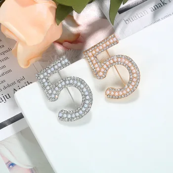 Číslo 5 pearl štýl Slávne Luxusné Značky Dizajnér Brošňa Kolíky Pre Ženy Sveter Šaty Lape Šatku brošne