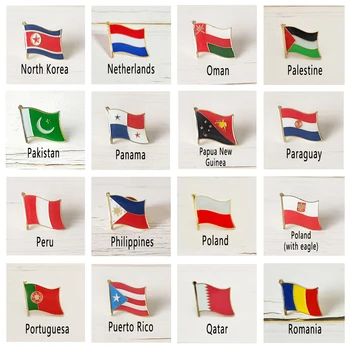 Štátna Vlajka Kovové Klopě Pin Krajiny Odznak celý Svet Holandsko Palestína Panama Peru Filipíny Poľsko Portuguesa Katar