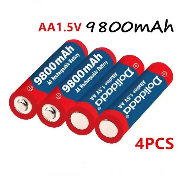 Doprava zadarmo - AA batérie, 100% high-capacity 9800 mah nabíjateľná batéria AA 1,5 V+1pcs 4-článková batéria, nabíjačka Obrázok 2