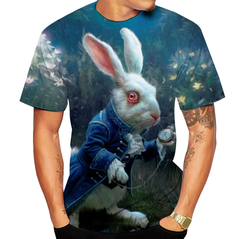 2022 v Lete Chlapci A Dievčatá 3D Rabbit Tlačiť T-shirt Roztomilé A Zábavné Okrúhlym Výstrihom, Krátke rukávy Ležérny Top Obrázok 4
