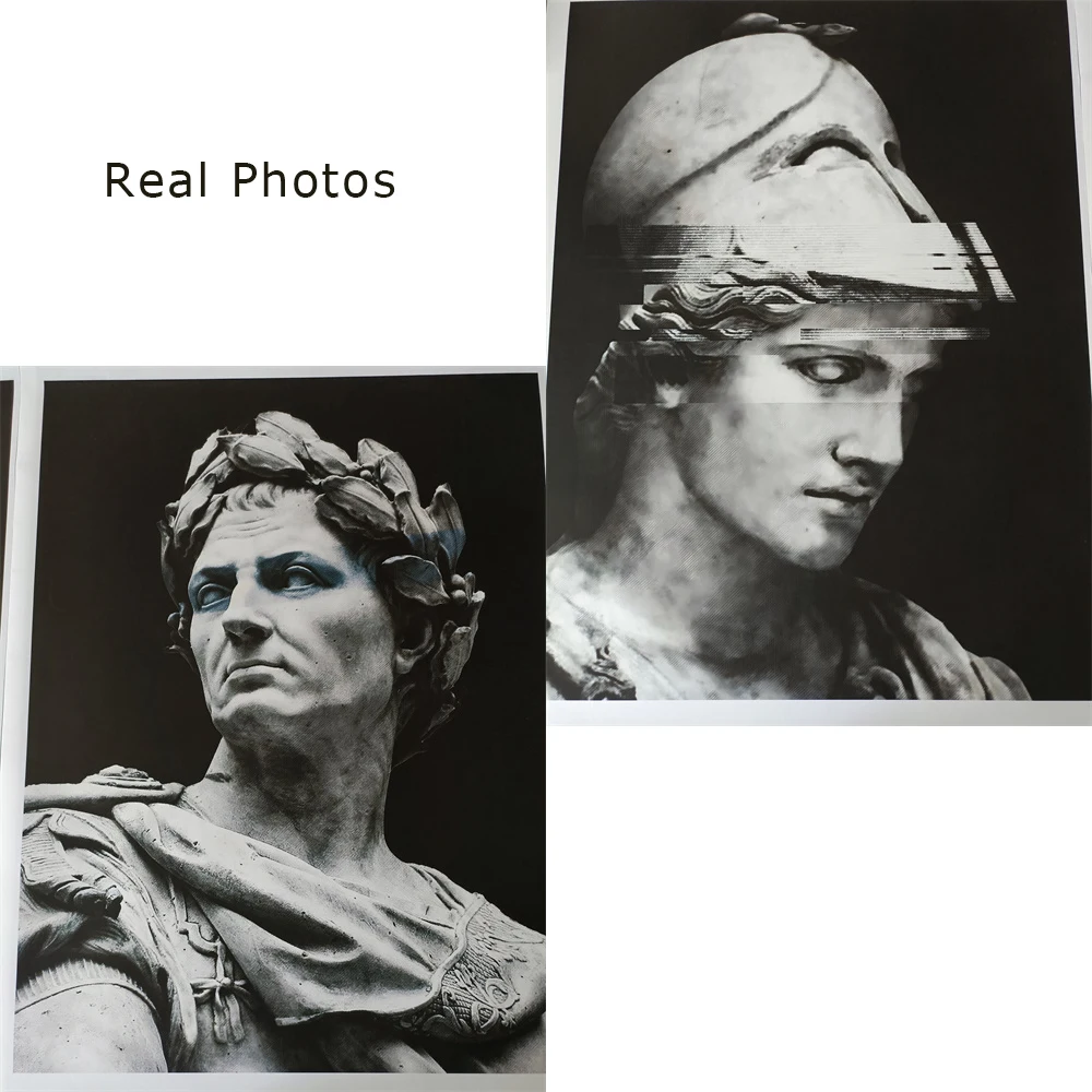 Moderné Mramorové Súsošie Caesar a Pallas Athena Umelecké Plátno na Maľovanie Čierna Biela Plagáty na Stenu Výtlačky Pre Home Decor Obrázok 4
